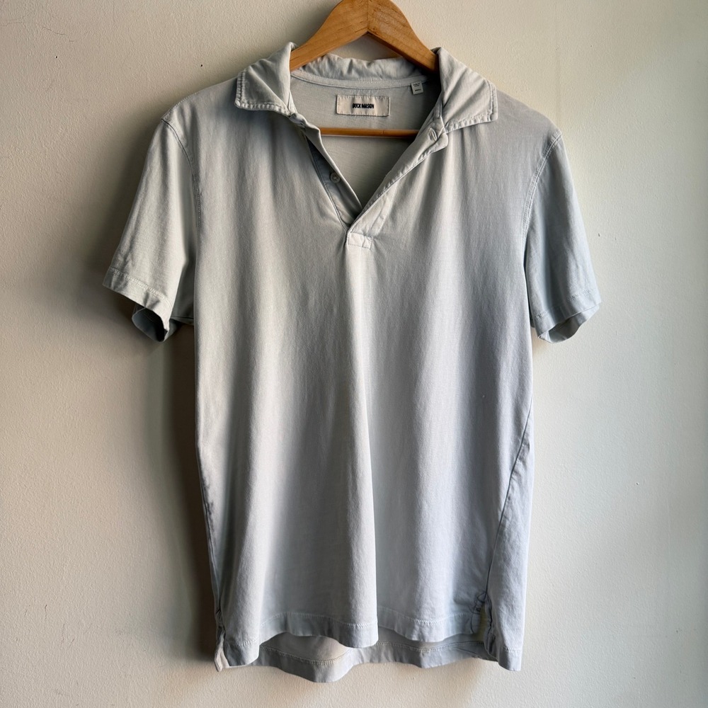 Buck Mason Venice Wash Short Sleeve Polo Light Blue Small